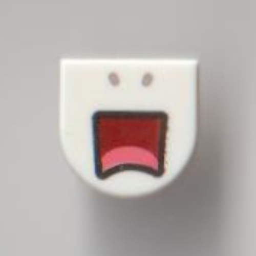 Tile Round 1 × 1 Half Circle with Scared Face, Open Mouth print White
