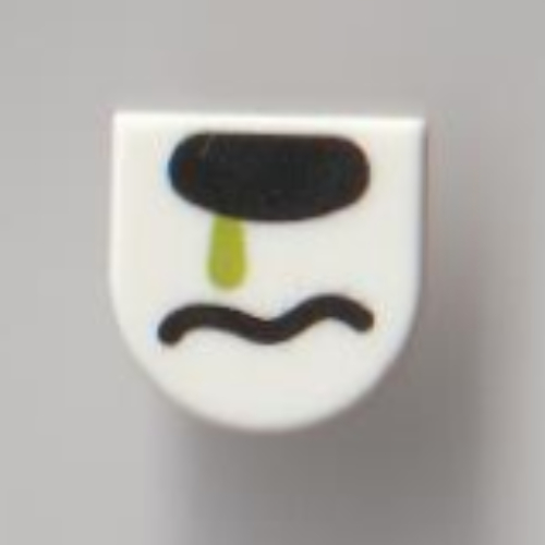 Tile Round 1 × 1 Half Circle with Snout, Lime Snot print White