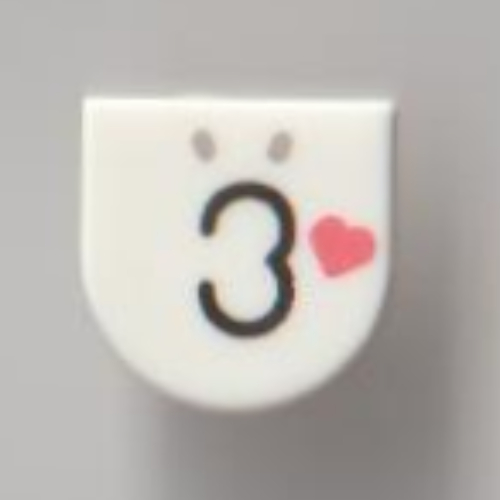 Tile Round 1 × 1 Half Circle with 3/Ear, Heart, Kissy Face print White