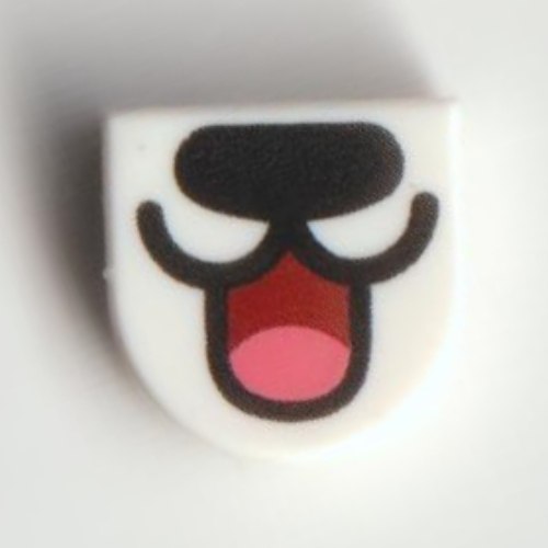 Tile Round 1 × 1 Half Circle with Snout, Open Mouth print White