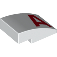 Brick Curved 3 × 2 No Studs with Red 'A' Print Weiß