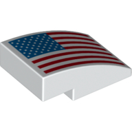 Brick Curved 3 × 2 No Studs with USA Flag Print White
