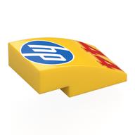Brick Curved 3 × 2 No Studs with White/Blue 'hp' Logo, Red '44' print Gelb