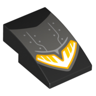 Brick Curved 3 × 2 No Studs with Dark Bluish Grey Plating, Headlight print Black