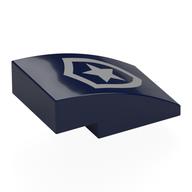 Brick Curved 3 × 2 No Studs with Silver Police Badge print Dunkelblau