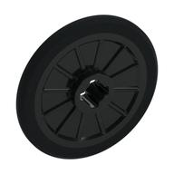 Wheel Wheelchair with Fixed Black Hard Rubber Tire, with Clip Hole Black