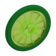Wheel Wheelchair with Fixed Bright Green Hard Rubber Tire Transparent-Hellgrün