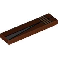 Tile 1 × 4 with Tan Stripes, Dark Bluish Gray Triangle, Thick Black Outlines Print (Rey) Reddish Brown