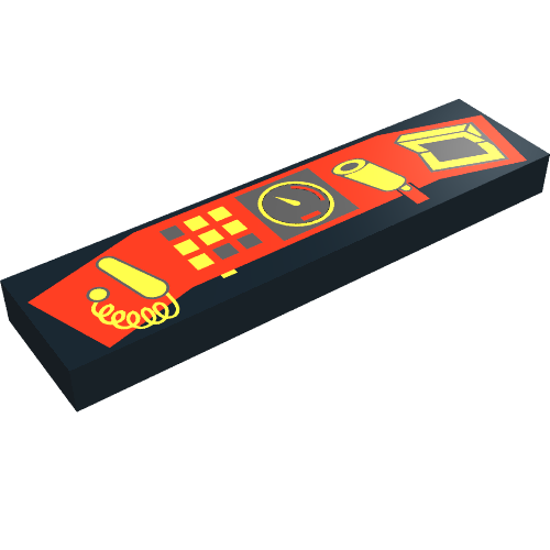 Tile 1 × 4 with Control Panel Print Schwarz
