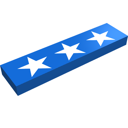 Tile 1 × 4 with 3 White Stars Print Blau