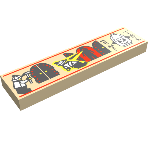Tile 1 × 4 with Hieroglyphs and Minifig Print Beige