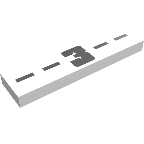 Fliese 1 × 4 mit '- - 3 - -' Druck Weiß