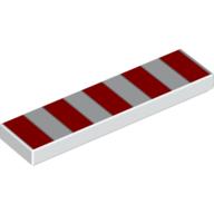 Tile 1 × 4 with 5 Red Stripes Print White
