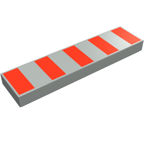 Tile 1 × 4 with 5 Red Stripes Print Hellgrau