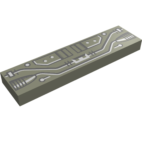 Tile 1 × 4 with Black and Copper Circuits Print Dunkelgrau
