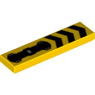 Tile 1 × 4 with 3 Black Chevrons and Silver Hose Print Yellow