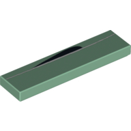 Tile 1 × 4 with White Line with Black Curved Border Print Sandgrün