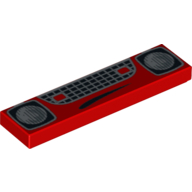 Tile 1 × 4 with Mouth, Grill and Headlights Print Red