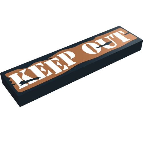 Tile 1 × 4 with Keep Out Sign Print Schwarz