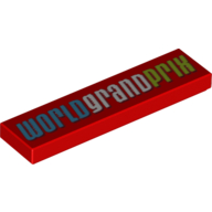 Tile 1 × 4 with 'Worldgrandprix' Print Rot