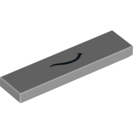 Tile 1 × 4 with Black Thin Curved Smile Print (The Queen) Hellblaugrau