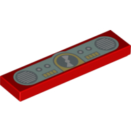 Tile 1 × 4 with CD and Speakers on Light Aqua Background Print in Rot