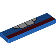 Tile 1 × 4 with Teeth and Dark Red Stripe Print (9479) Blue
