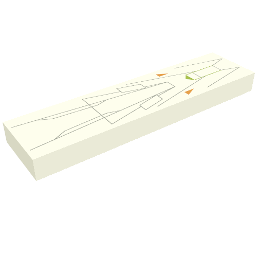 Tile 1 × 4 with Gray, Orange, and Green Lines Print Weiß