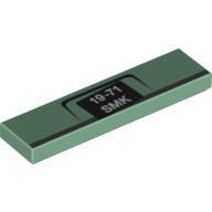 Tile 1 × 4 with White '19-71 SMK' on Black Background Print [9483] Sand Green