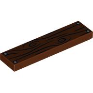 Tile 1 × 4 with Wood Grain and 4 Nails Print Reddish Brown