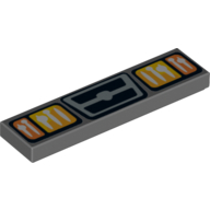 Tile 1 × 4 with Vehicle Square Headlights, Indicators and Grill Print Dunkelblaugrau