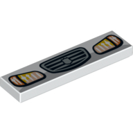 Tile 1 × 4 with Vehicle Angled Headlights, Indicators and Grill Print White