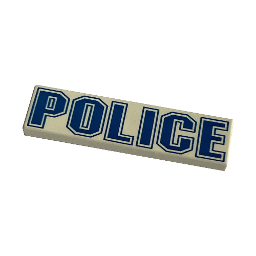 Tile 1 × 4 with 'POLICE' Blue Outline Print Weiß
