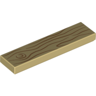 Tile 1 × 4 with Wood Grain Medium Nougat Print Beige