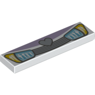 Tile 1 × 4 with Blue Headlights and Grille with Heart Print White