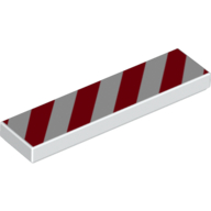 Tile 1 × 4 with Red and White Danger Stripes Red Print White