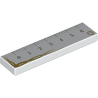 Tile 1 × 4 with Ruler with Gold Trim Print White