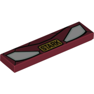 Tile 1 × 4 with Iron Man Mask and Gold 'STARK' Print Dark Red