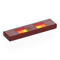 Fliese 1 × 4 mit roten, orangen und gelben Quadraten Minecraft Magmawürfel-Augen (bedruckt) in Dunkelrot