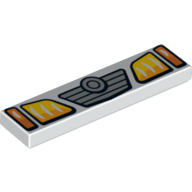Tile 1 × 4 with Yellow and Orange Headlights Print White