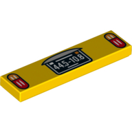 Tile 1 × 4 with Tail Light and License / Number Plate '445-10.8' Print Yellow