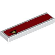 Tile 1 × 4 with Black and Bright Light Yellow Triangle Offset on Red Rectangle Print White