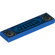 Tile 1 × 4 with Black Grille and Silver Attached Chains Print Blue