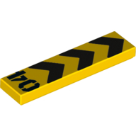 Tile 1 × 4 with Warning arrows and 04 print Gelb