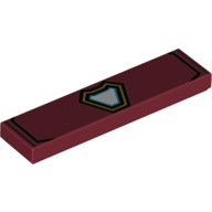 Tile 1 × 4 with Iron Man Arc Reactor print Dunkelrot