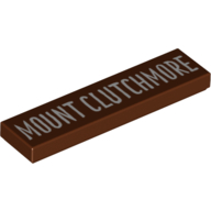 Tile 1 × 4 with 'Mount Clutchmore' print Reddish Brown