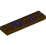 Tile 1 × 4 with Dark Red and Dark Purple Shapes, Pearl Gold Dotted Line Dark Brown