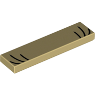 Tile 1 × 4 with Black Lines, Whiskers, Eyelashes print Tan
