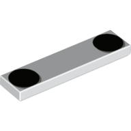 Tile 1 × 4 with 2 Black Dots/Circles print White