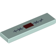 Tile 1 × 4 with Dark Red Rectangle, Dark Bluish Gray Lines, X, Sewing print Hellaqua